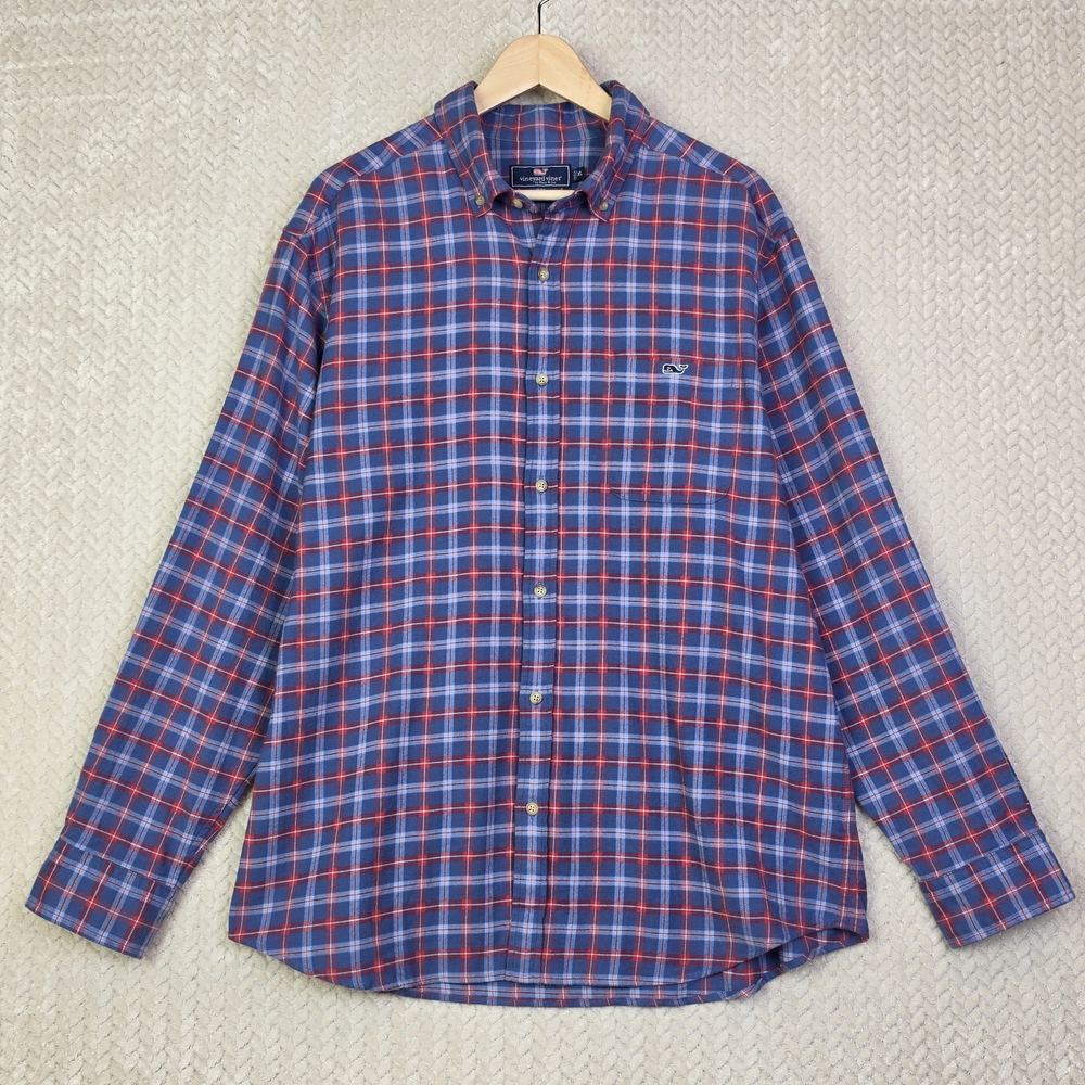 Vineyard Vines Classic Fit Tucker Shirt Mens XL Long Sleeve Button Down Blue Red